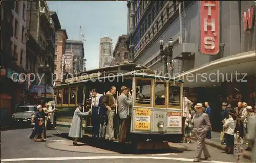 Strassenbahn Kabelstrassenbahn Cable Car on Turntable Powell and Market Streets San Francisco Kat. Strassenbahn