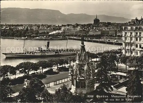 Dampfer Binnenschifffahrt Helvetie Geneve Monument Brunswick  Kat. Schiffe