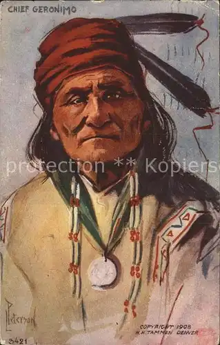 Indianer Native American Chief Geronimo Kuenstlerkarte L. Peterson Kat. Regionales