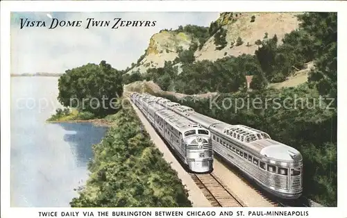 Eisenbahn Vista Dome Twin Zephyrs Mississippi River route  Kat. Eisenbahn