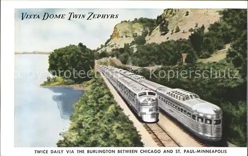 Eisenbahn Vista Dome Twin Zephyrs Mississippi River route  Kat. Eisenbahn