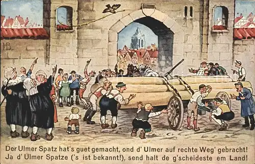 Kuenstlerkarte Die Historie vom Ulmer Spatzen Kat. Kuenstlerkarte