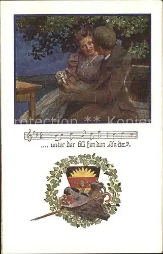 Verlag Schulverein Nr. 1068 Lied Liederkarte unter der bluehenden Linde Kat. Bund der Deutschen
