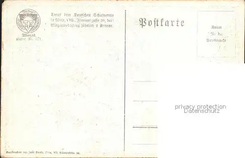 Verlag Schulverein Nr. 371 Lied Liederkarte In einem kuehlen Grunde Kat. Bund der Deutschen