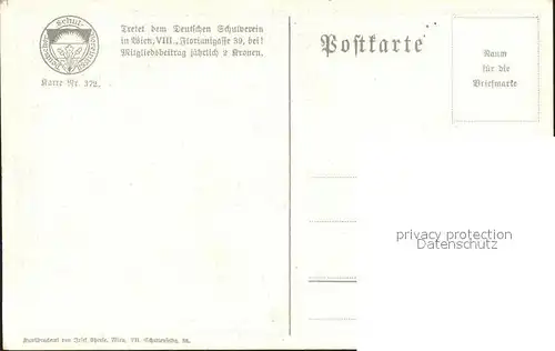 Verlag Schulverein Nr. 372 Lied Liederkarte Von allen den Maedchen so blink und so blank Kat. Bund der Deutschen