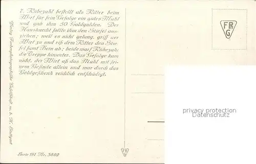 Maerchen Sagen Ruebezahl Serie 161 Nr. 3892 Kuenstlerkarte F. Elssner  Kat. Maerchen und Sagen