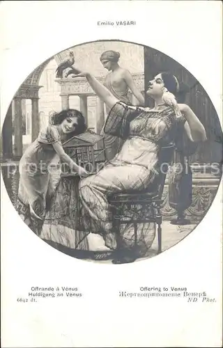 Kuenstlerkarte Alte Kuenstler Emilio Vasari Offrande a Venus Tauben Kat. Kuenstlerkarte