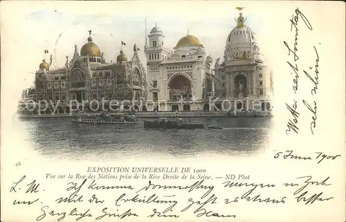 Exposition Universelle Paris 1900 Rue des Nations Rive Droite de la Seine Kat. Expositions