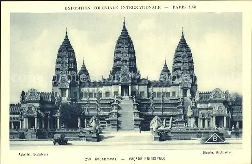 Exposition Coloniale Internationale Paris 1931 Angkor Vat Facade principale Kat. Expositions
