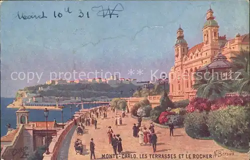 Verlag Tucks Oilette Nr. 23 N. Beraud Monte Carlo Les Terrasses et le Rocher  Kat. Verlage