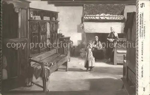 Kuenstlerkarte Alte Kuenstler E.P. Norselius Interieur Bigouden Nr. 282 Salon 1911 Bauernstube Kat. Kuenstlerkarte