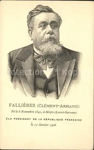 Politiker Clement Armand Fallieres President de la Republique Francaise  Kat. Politik