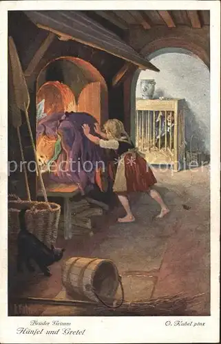 Maerchen Sagen Haensel und Gretel Gebrueder Grimm Kuenstlerkarte O. Kubel Nr. 3716 Serie 125 Kat. Maerchen und Sagen