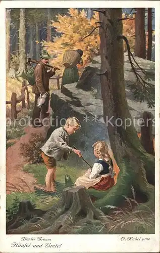 Maerchen Sagen Haensel und Gretel Gebrueder Grimm Kuenstlerkarte O. Kubel Nr. 3713 Serie 125 Kat. Maerchen und Sagen