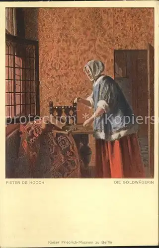 Kuenstlerkarte Pieter de Hooch Die Goldwaegerin  Kat. Kuenstlerkarte