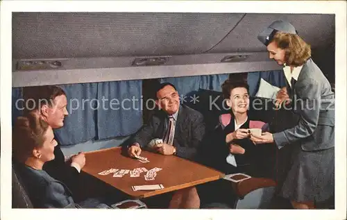 Kartenspiel Flugzeug United DC 6 Stewardess Flugbegleiterin  Kat. Spiel
