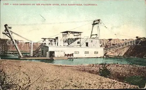 Tagebau Daylight Mining Gold Dredging Feather River Marsyville California Kat. Rohstoffe Commodities