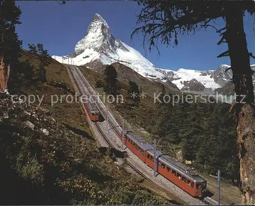 Zahnradbahn Gornergratbahn Riffelalp ob Zermatt Matterhorn  Kat. Bergbahn