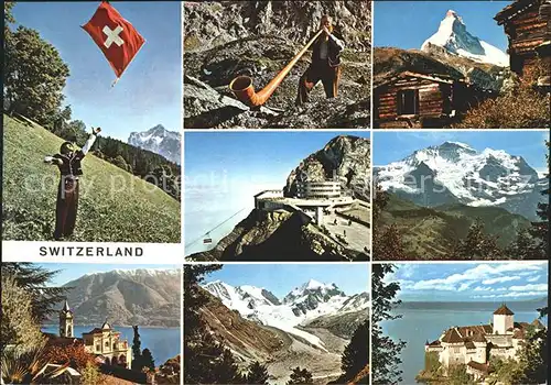 Alphorn Fahnenschwinger Matterhorn Pilatus Jungfrau Locarno Chillon Kat. Musik