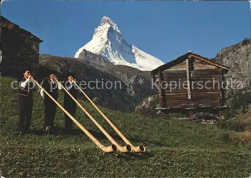 Alphorn Alphorntrio Edelweiss Zermatt Matterhorn Mt. Cervin Kat. Musik
