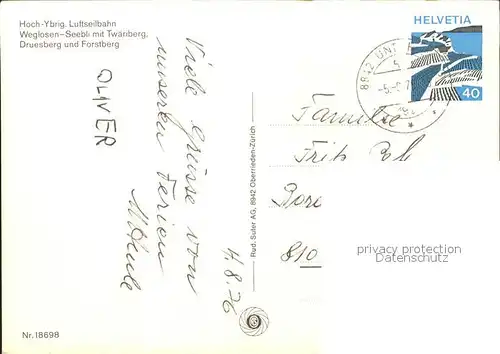 Seilbahn Hoch-Ybrig Weglosen-Seebli Twaeriberg Druesberg / Bahnen /