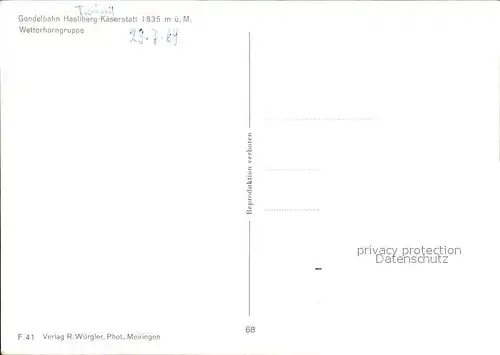 Seilbahn Hasliberg-Kaeserstatt Wetterhorngruppe / Bahnen /