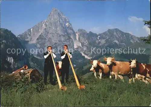 Alphorn Alphorn Duo A. Wicky Kaltbrunn Saanenland Kuehe  Kat. Musik
