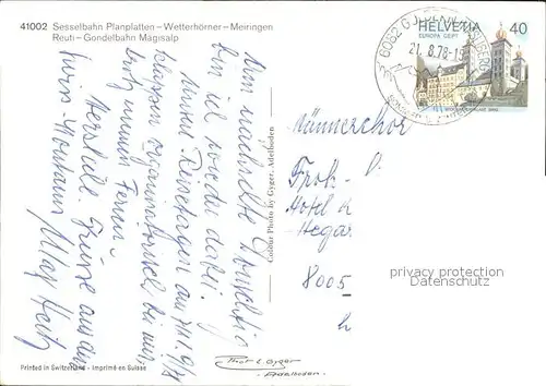 Seilbahn Meiringen-Hasliberg Planplatten Wetterhoerner  / Bahnen /