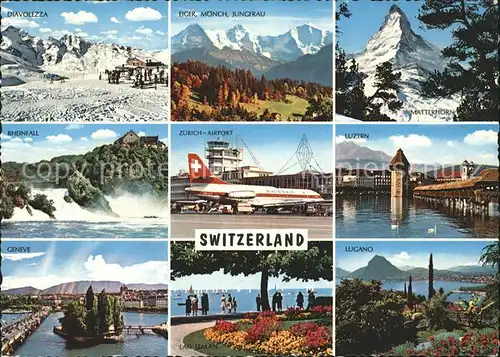 Swissair Zuerich Luzern Lugano Geneve Matterhorn Rheinfall Kat. Flug