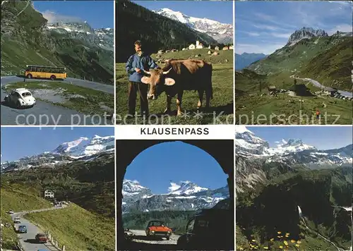 Postbus Klausenpass Urnerboden Kuh Staeubifall  Kat. Post