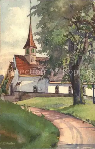 Zuercher J. 648 Kirche Urdorf  Kat. Kuenstlerkarte