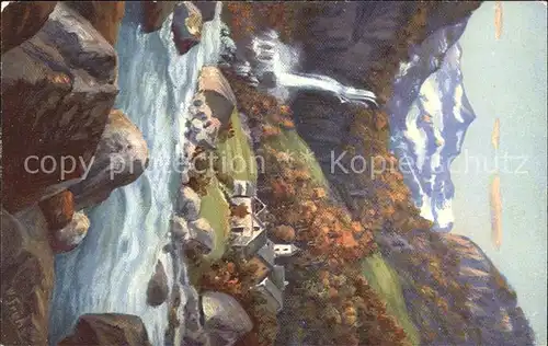 Frueh W. Valle Bavona Wasserfall  Kat. Kuenstlerkarte