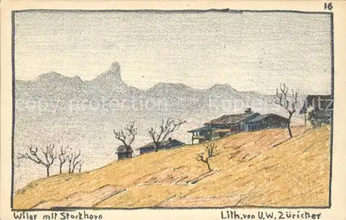 Zuericher U.W. Wiler Stockhorn Litho Kat. Kuenstlerlitho