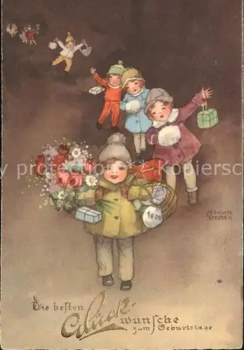 Petersen Hannes Geburtstag Kinder Geschenke Blumen  Kat. Kuenstlerkarte