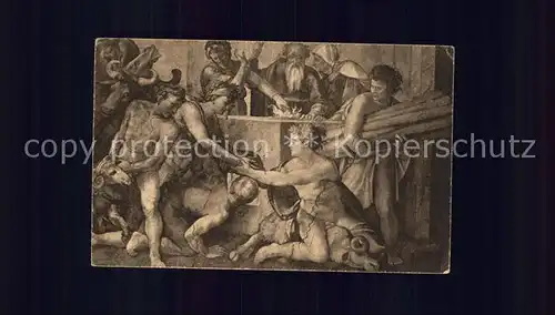 Verlag Ackermann Kuenstlerpostkarte Nr. Michelangelo Sixtina Nr. 2686 Das Opfer Noahs  Kat. Verlage