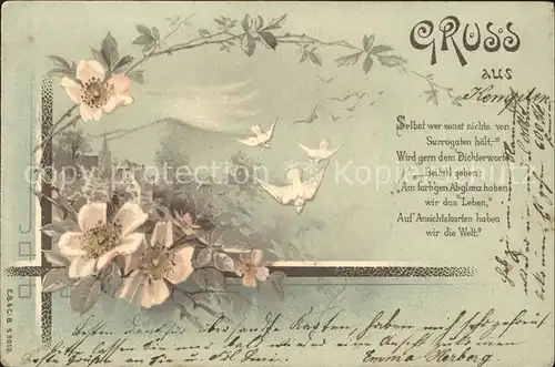 Tauben Blumen Poesie Gedicht  Kat. Tiere