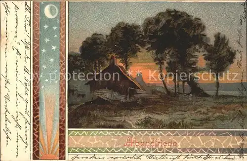 Baeume Trees Abendfriede Litho Kat. Pflanzen