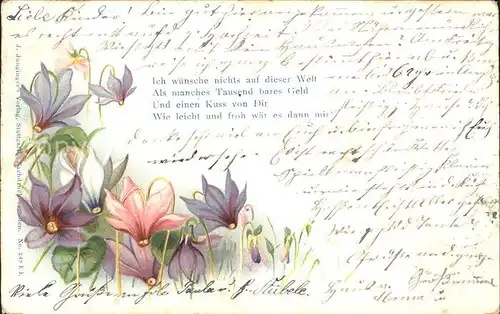 Blumen Gedicht Litho  Kat. Pflanzen