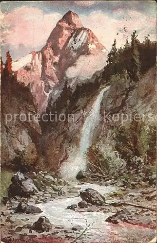 Splitgerber J. jr. Alpen Wasserfall Kat. Kuenstlerkarte