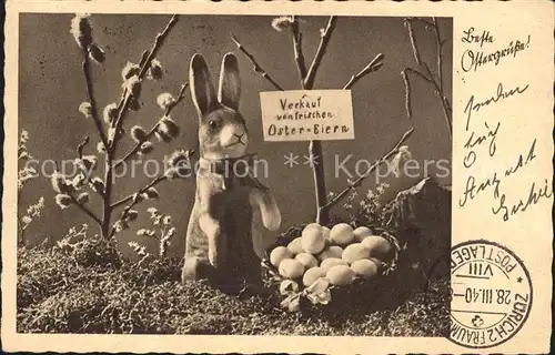 Ostern Easter Paques Hase Weidenkaetzchen Verkauf Ostereier  / Greetings /