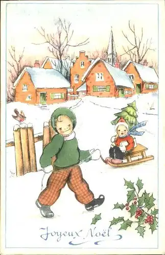 Schlitten Schnee Kinder Weihnachten Stechpalme Kat. Sport