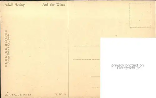 Kuenstlerkarte Adolf Hering Auf der Wiese Frau  Kat. Kuenstlerkarte