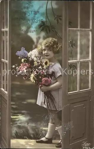 Foto Lepo Nr. 3155 3 Namenstag Glueckwunsch Kind Maedchen Blumen 