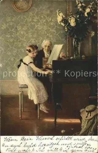 Klavier Kuenstler J. A. Muenier Klavierstunde Kind Maedchen  Kat. Musik