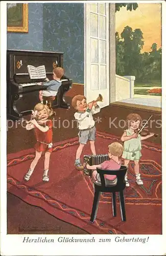 Klavier Geige Handharmonika Trompete Kinder Geburtstag  Kat. Musik