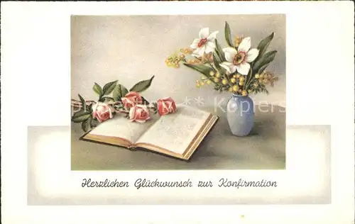 Konfirmation Rosen Narzissen Bibel Kat. Feiern und Feste