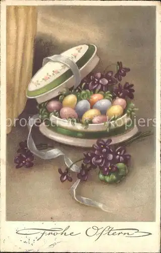 Ostern Easter Paques Veilchen Ostereier Geschenkbox  / Greetings /