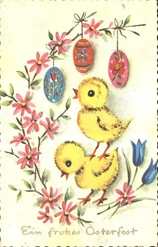 Ostern Easter Paques Kueken Osterschmuck Blumen / Greetings /