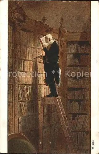 Verlag Ackermann Kuenstlerpostkarte Nr. 2981 Carl Spitzweg Der Buecherwurm Bibliothek  Kat. Verlage