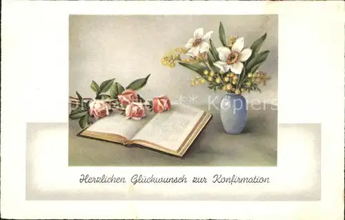 Konfirmation Rosen Narzissen Bibel  Kat. Feiern und Feste